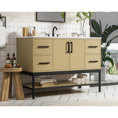 48 Inch Single Bathroom Vanity In Honey Brown