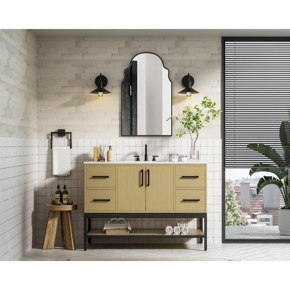 48 Inch Single Bathroom Vanity In Honey Brown