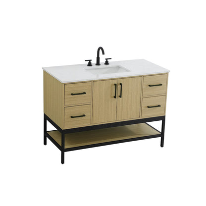 48 Inch Single Bathroom Vanity In Honey Brown