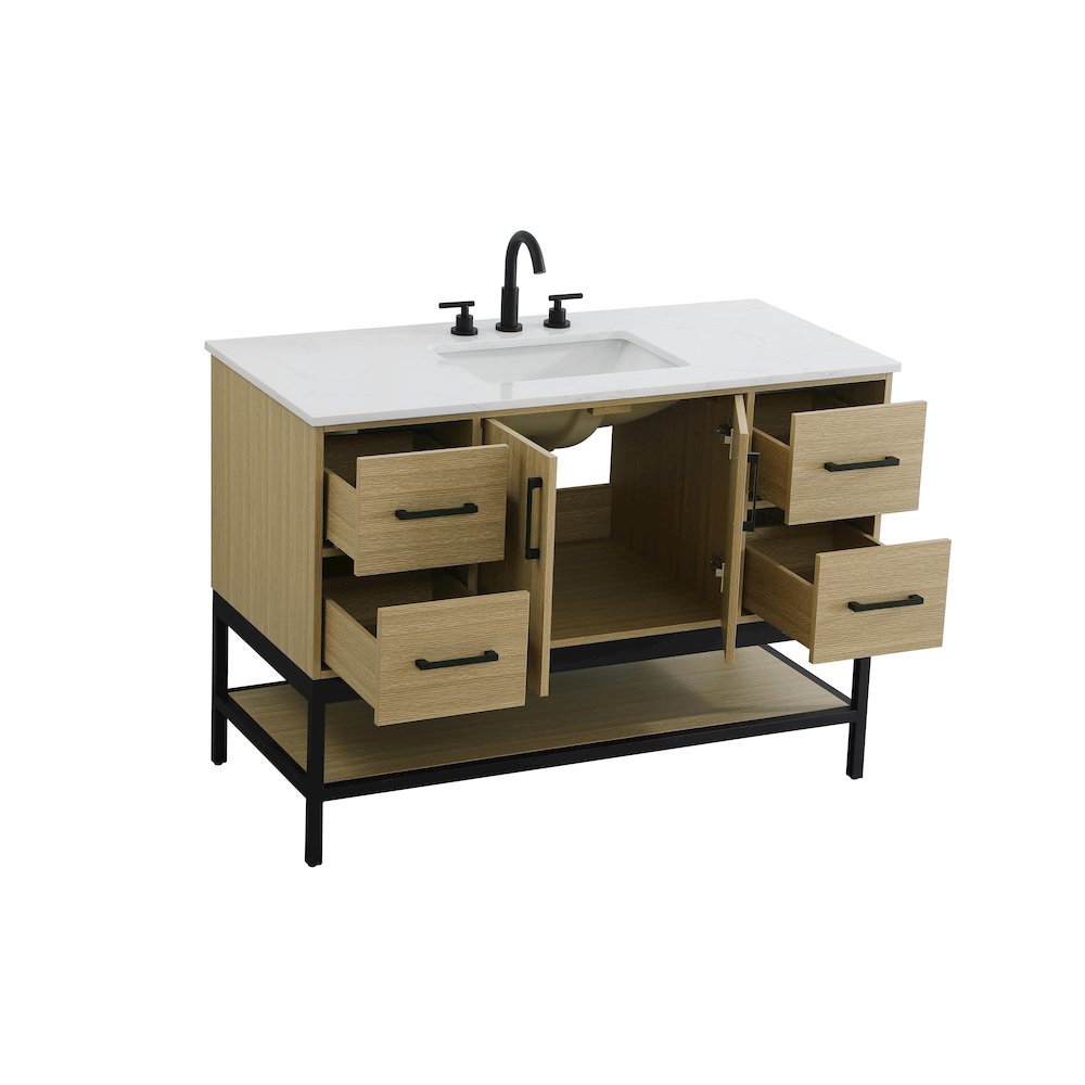 48 Inch Single Bathroom Vanity In Honey Brown