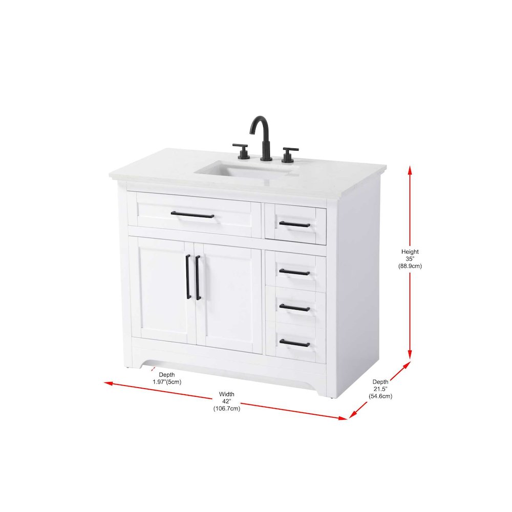 42 inch Single Bathroom Vanity in White