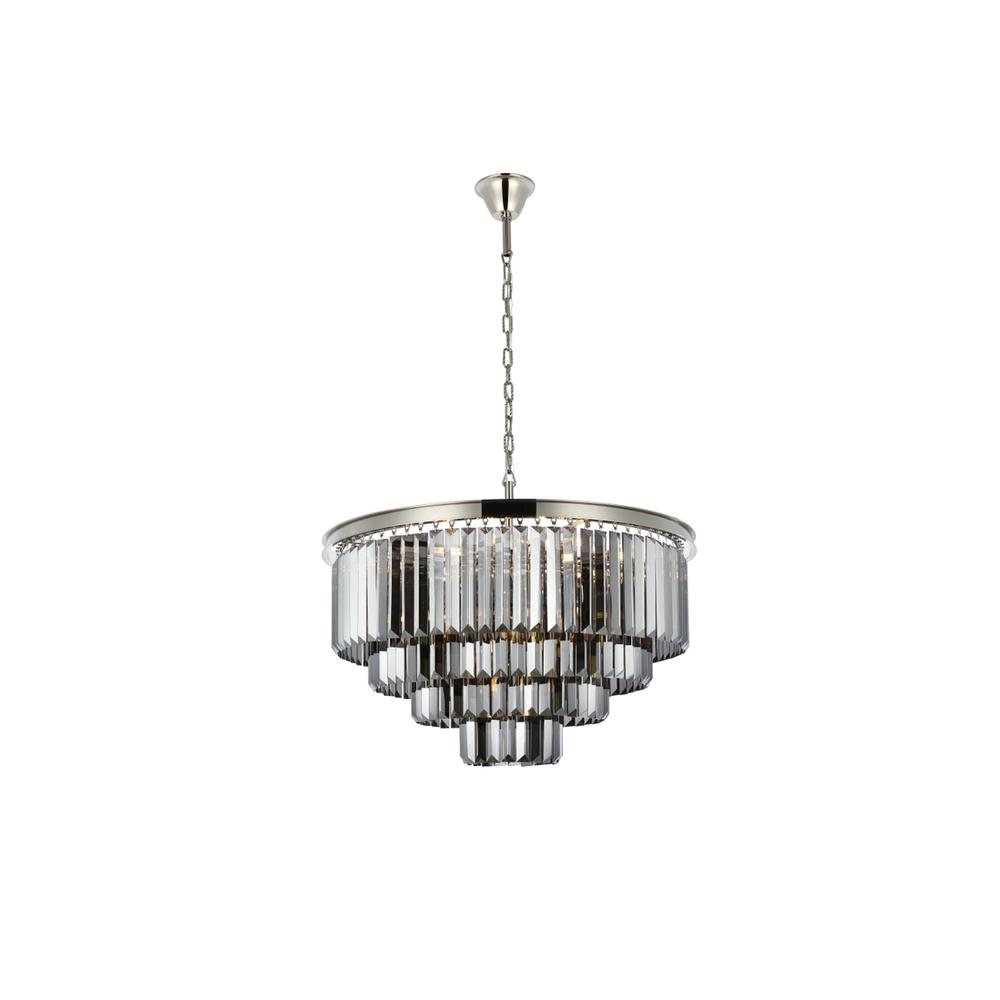 Sydney 17 light polished nickel Chandelier Silver Shade (Grey) Royal Cut Crystal