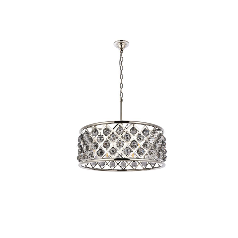 Madison 6 light polished Nickel Chandelier Silver Shade (Grey) Royal Cut Crystal