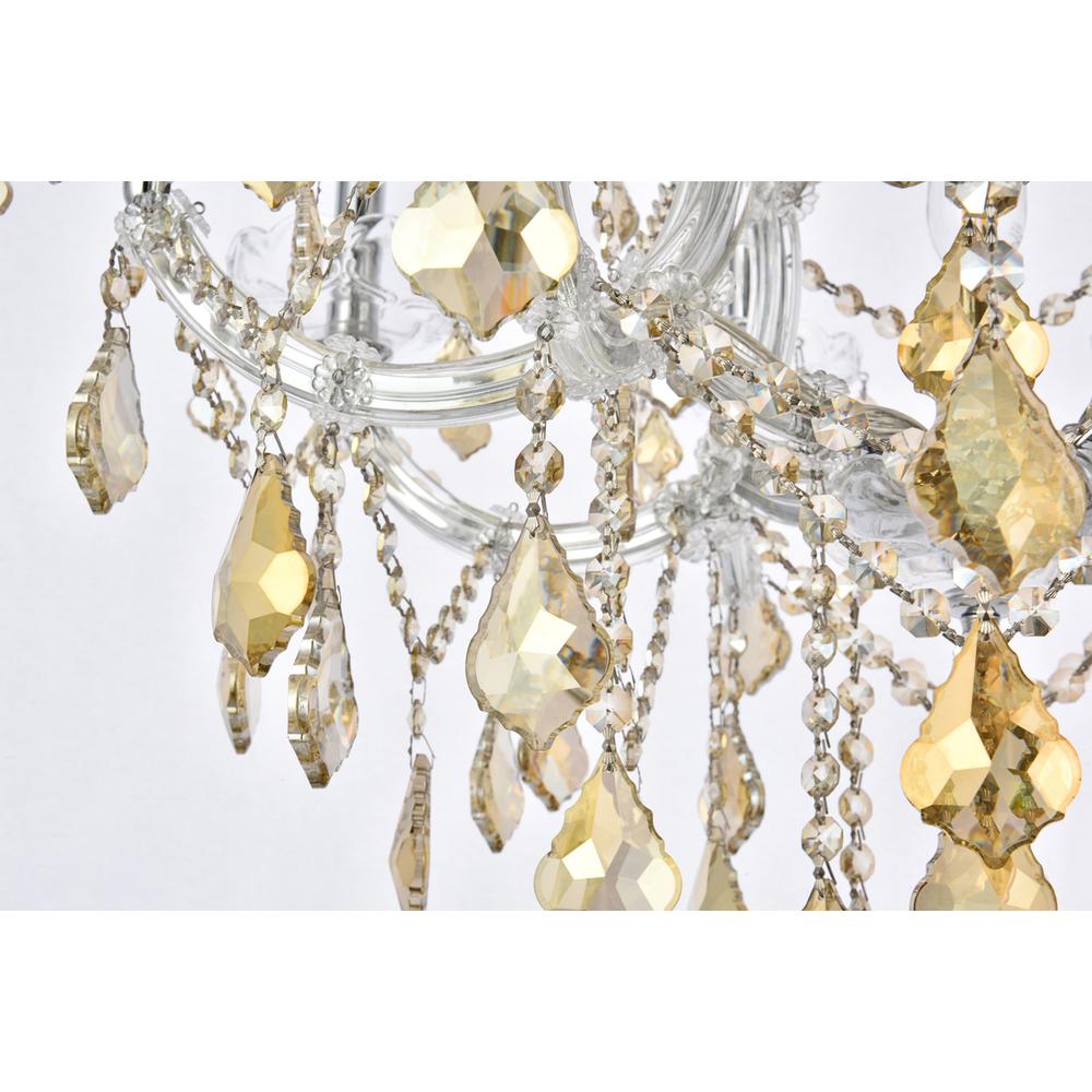 Maria Theresa 13 light Chrome Chandelier Golden Teak (Smoky) Royal Cut Crystal