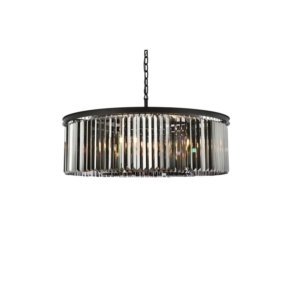 Sydney 10 light Matte Black Chandelier Silver Shade (Grey) Royal Cut Crystal