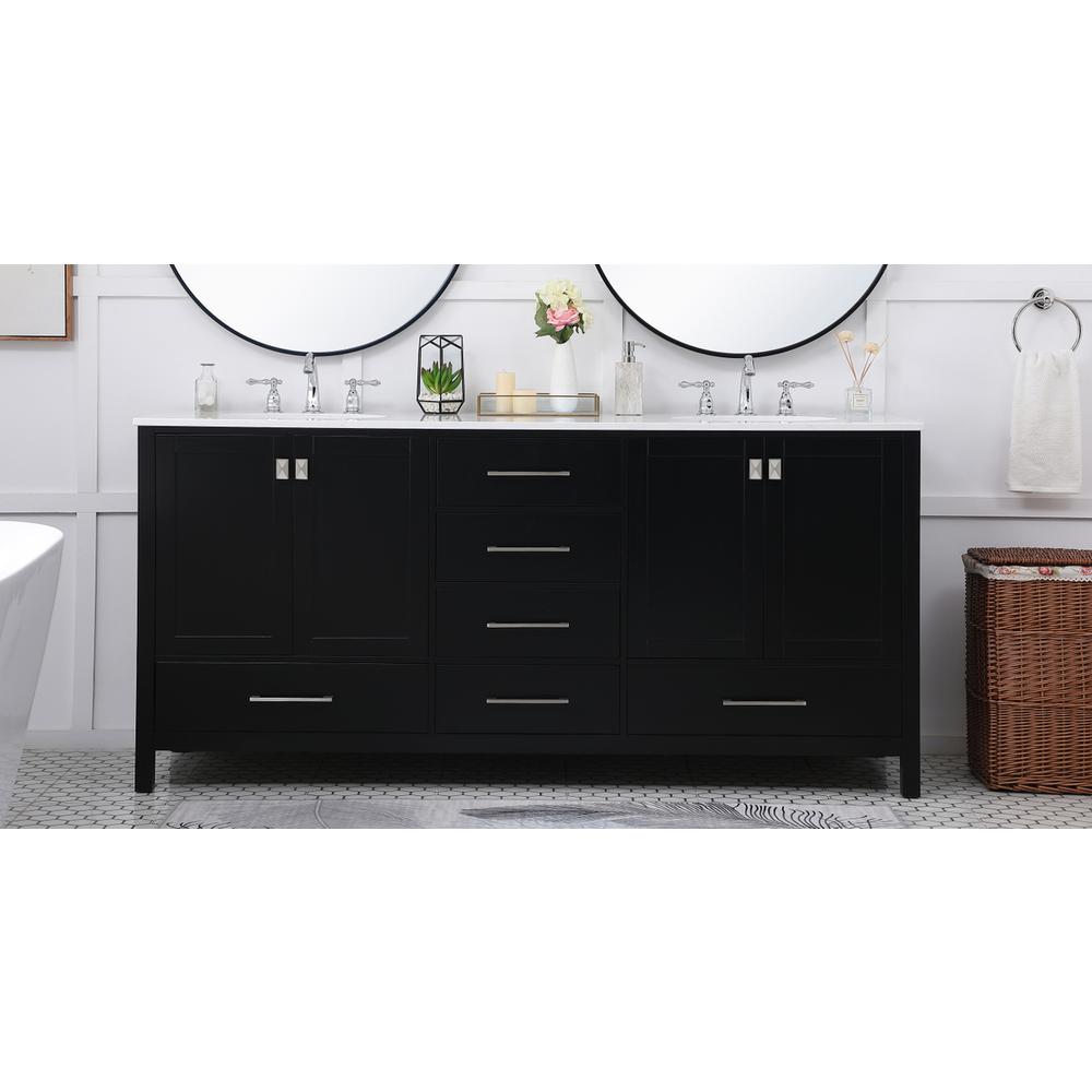 72 inch Double Bathroom Vanity in Black