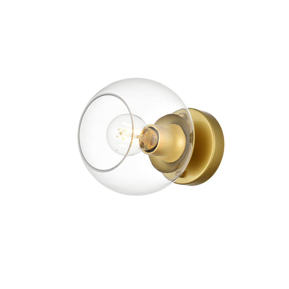 Rogelio 1 light Brass and Clear Bath Sconce