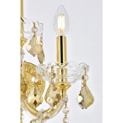Maria Theresa 3 light Gold Wall Sconce Golden Teak (Smoky) Royal Cut Crystal