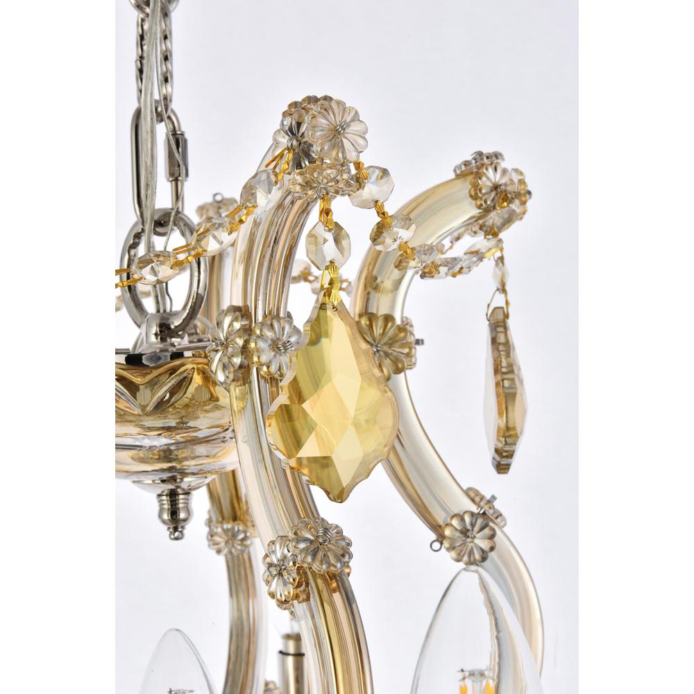 Maria Theresa 6 light Gold Pendant Golden Teak (Smoky) Royal Cut Crystal