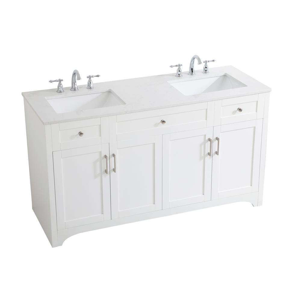 60 inch Double Bathroom Vanity in White