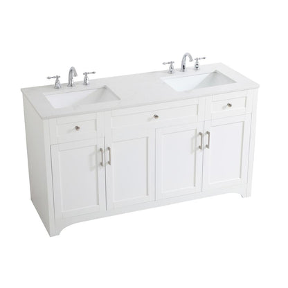 60 inch Double Bathroom Vanity in White