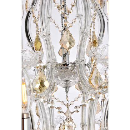 Maria Theresa 28 light Chrome Chandelier Golden Teak (Smoky) Royal Cut Crystal