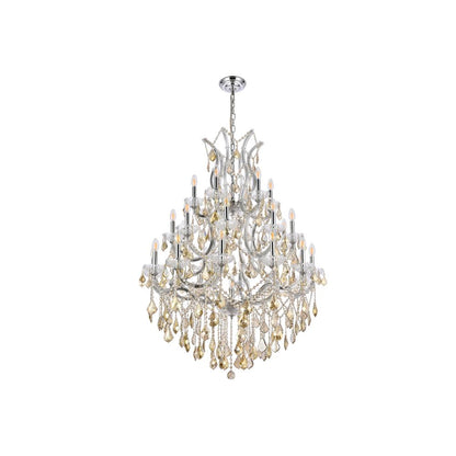 Maria Theresa 28 light Chrome Chandelier Golden Teak (Smoky) Royal Cut Crystal