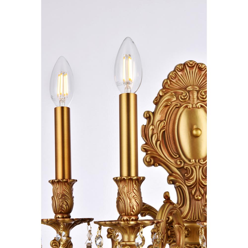 Monarch 5 light French Gold Wall Sconce Golden Teak (Smoky) Royal Cut Crystal