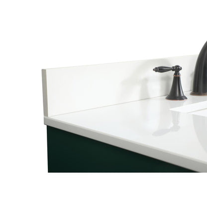 36 inch Single bathroom vanity in green with backsplash