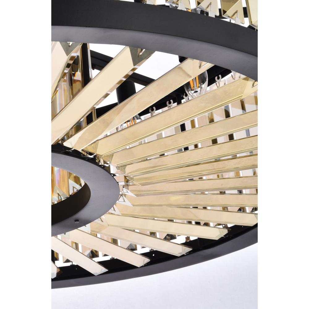 Chelsea 10 light Matte Black Chandelier Golden Teak (Smoky) Royal Cut Crystal