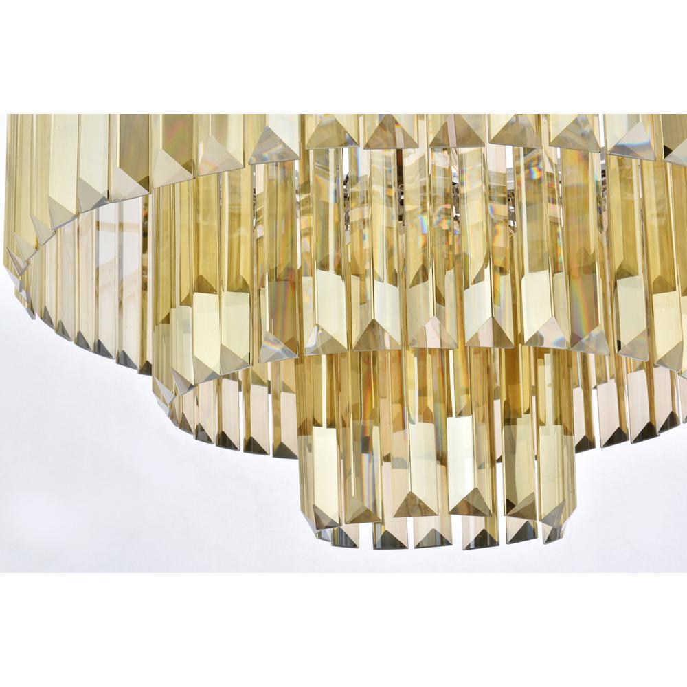 Sydney 9 light polished nickel Chandelier Golden Teak (Smoky) Royal Cut Crystal