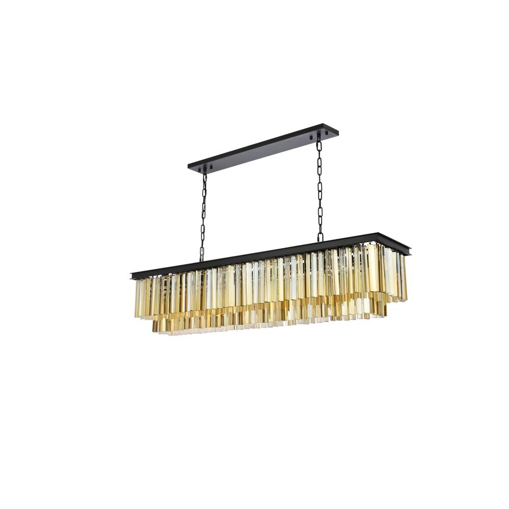 Sydney 12 light Matte Black Chandelier Golden Teak (Smoky) Royal Cut Crystal
