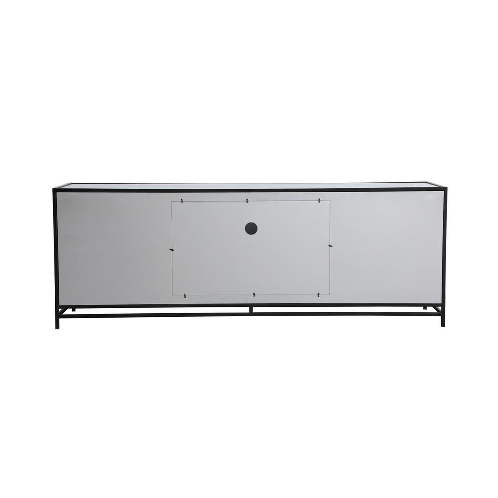 James 72 in. mirrored tv stand with crystal fireplace in black