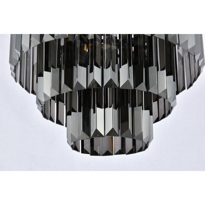 Sydney 9 light Matte Black Chandelier Silver Shade (Grey) Royal Cut Crystal