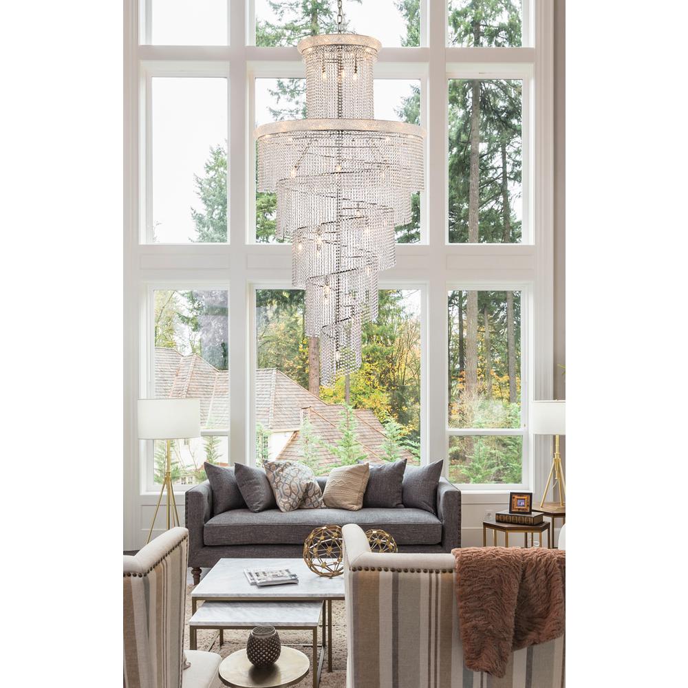 Spiral 41 light Chrome Chandelier Clear Royal Cut Crystal