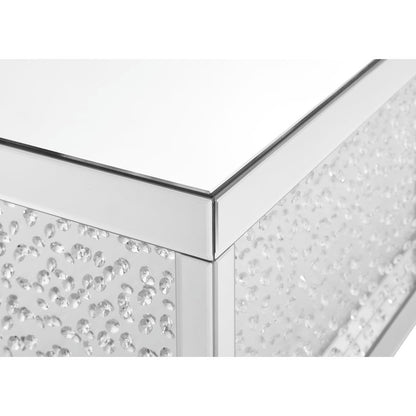48 inch Rectangle Crystal Coffee Table In Clear Mirror Finish