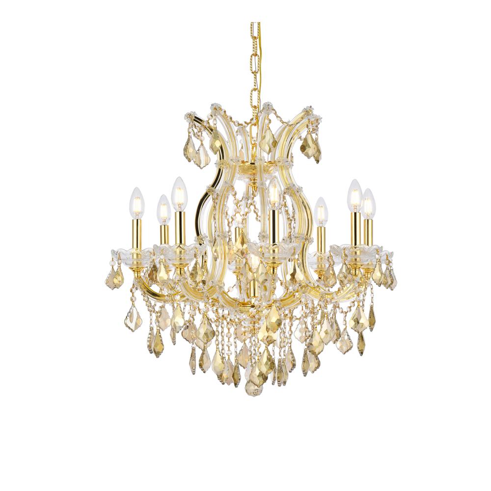 Maria Theresa 9 light Gold Chandelier Golden Teak (Smoky) Royal Cut Crystal