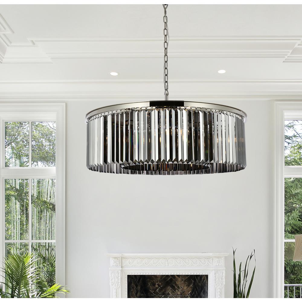 Sydney 10 light polished nickel Chandelier Silver Shade (Grey) Royal Cut Crystal
