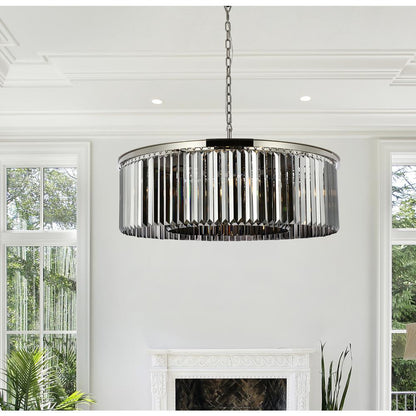 Sydney 10 light polished nickel Chandelier Silver Shade (Grey) Royal Cut Crystal