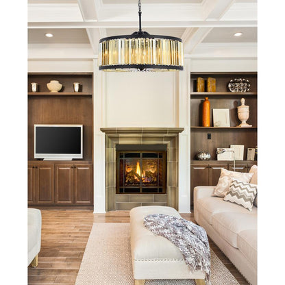 Chelsea 10 light Matte Black Chandelier Golden Teak (Smoky) Royal Cut Crystal