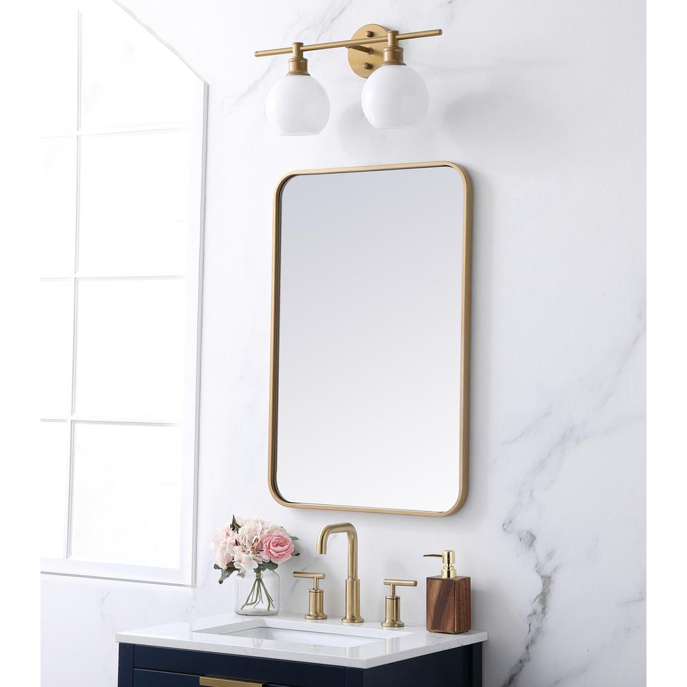 Soft corner metal rectangular mirror 20x30 inch in  Brass