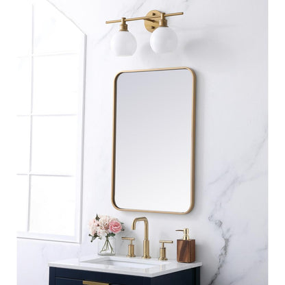 Soft corner metal rectangular mirror 20x30 inch in  Brass