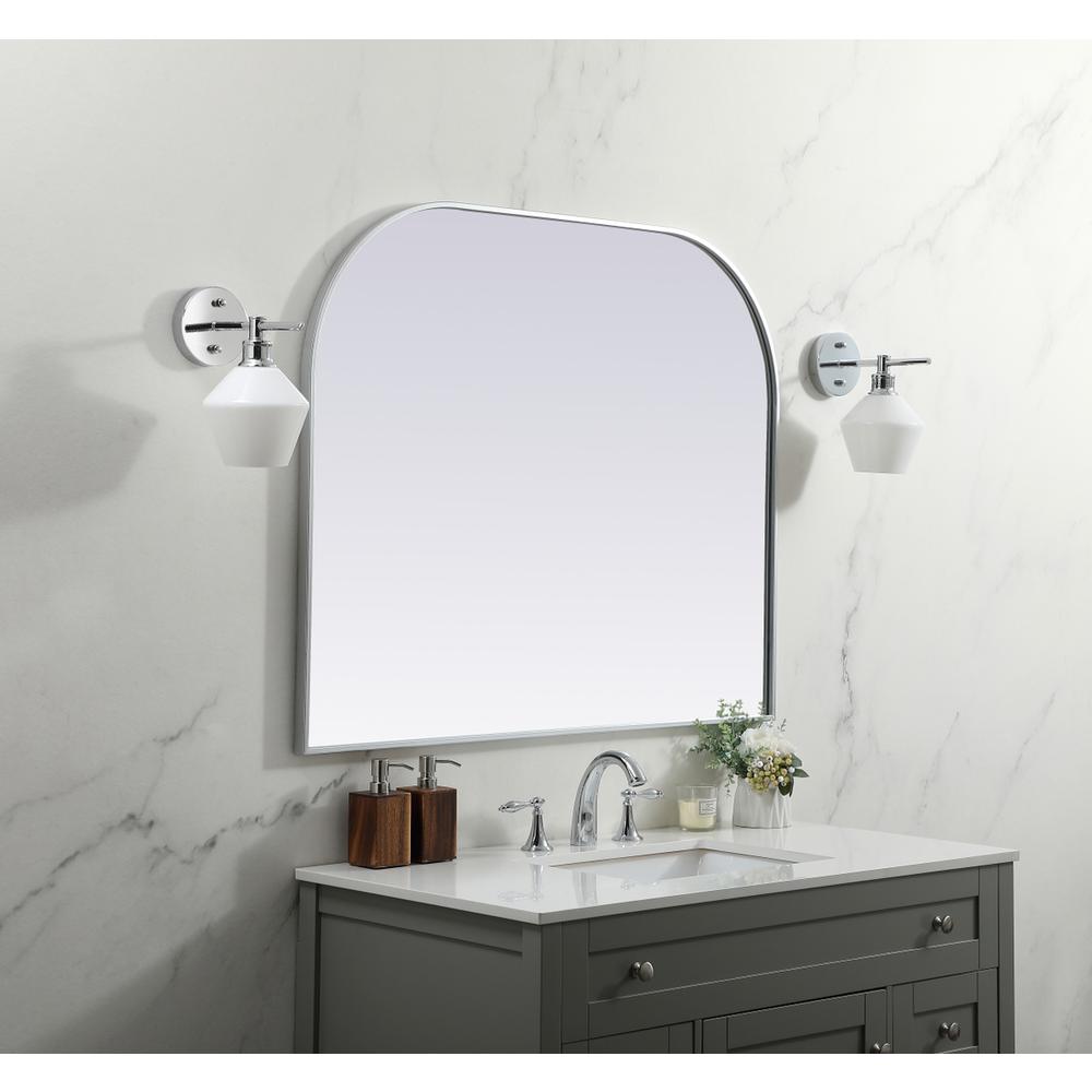 Metal Frame Arch Mirror 42x34 Inch in Silver