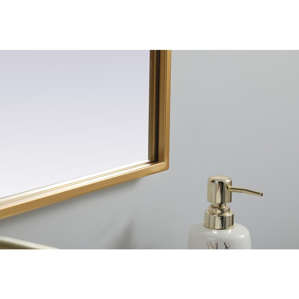 Metal Frame Arch Mirror 27x40 Inch in Brass