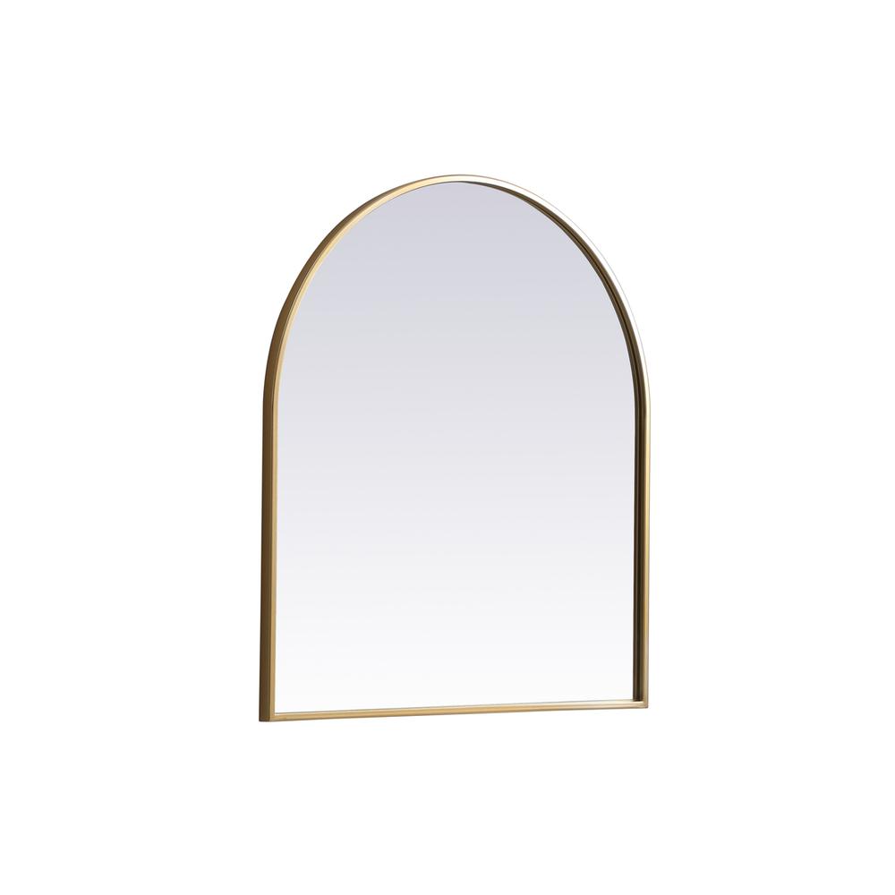 Metal Frame Arch Mirror 27x30 Inch in Brass
