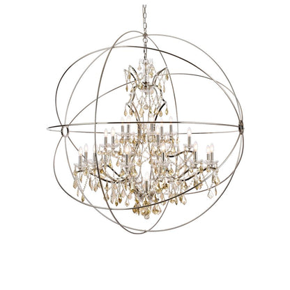 Geneva 25 light polished nickel Chandelier Golden Teak (Smoky) Royal Cut crystal
