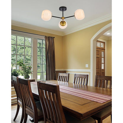 Briggs 26 inch flush mount in black and brass with white shade