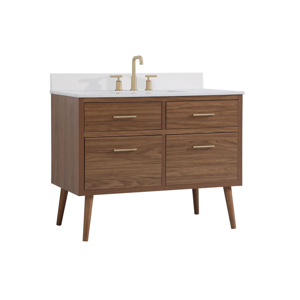 42 inch bathroom Vanity in Walnut Brown with Backsplash