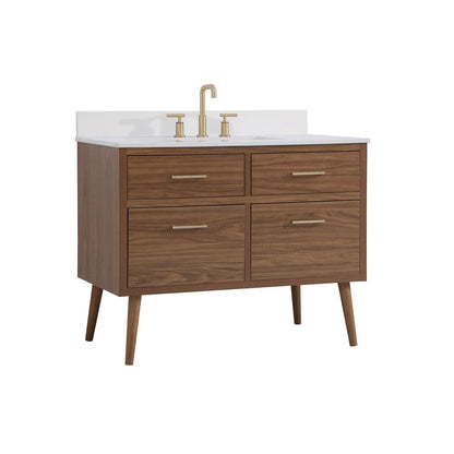 42 inch bathroom Vanity in Walnut Brown with Backsplash