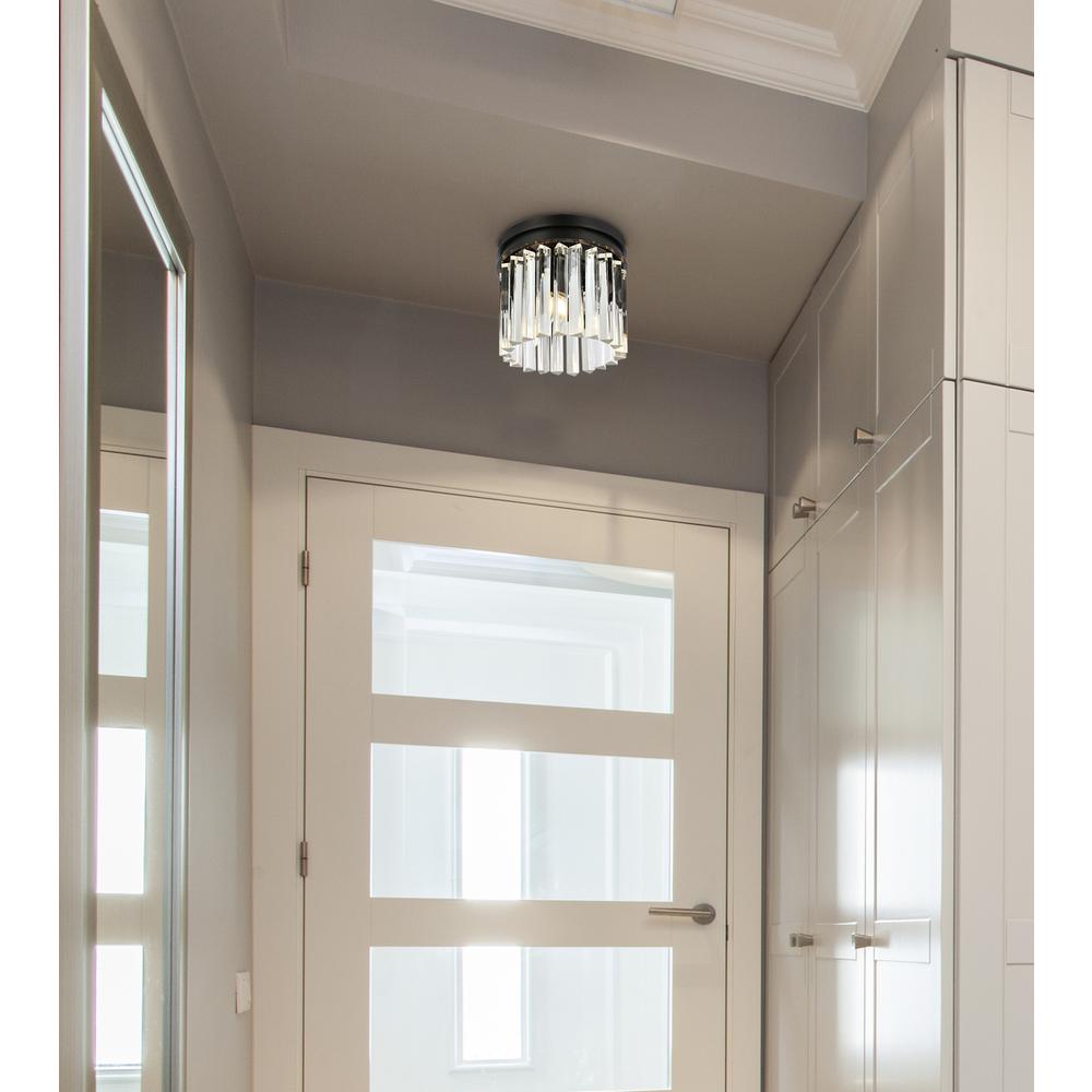 Sydney 3 light Matte Black Flush Mount Clear Royal Cut Crystal