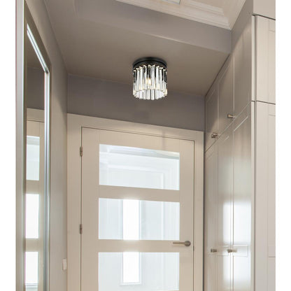 Sydney 3 light Matte Black Flush Mount Clear Royal Cut Crystal