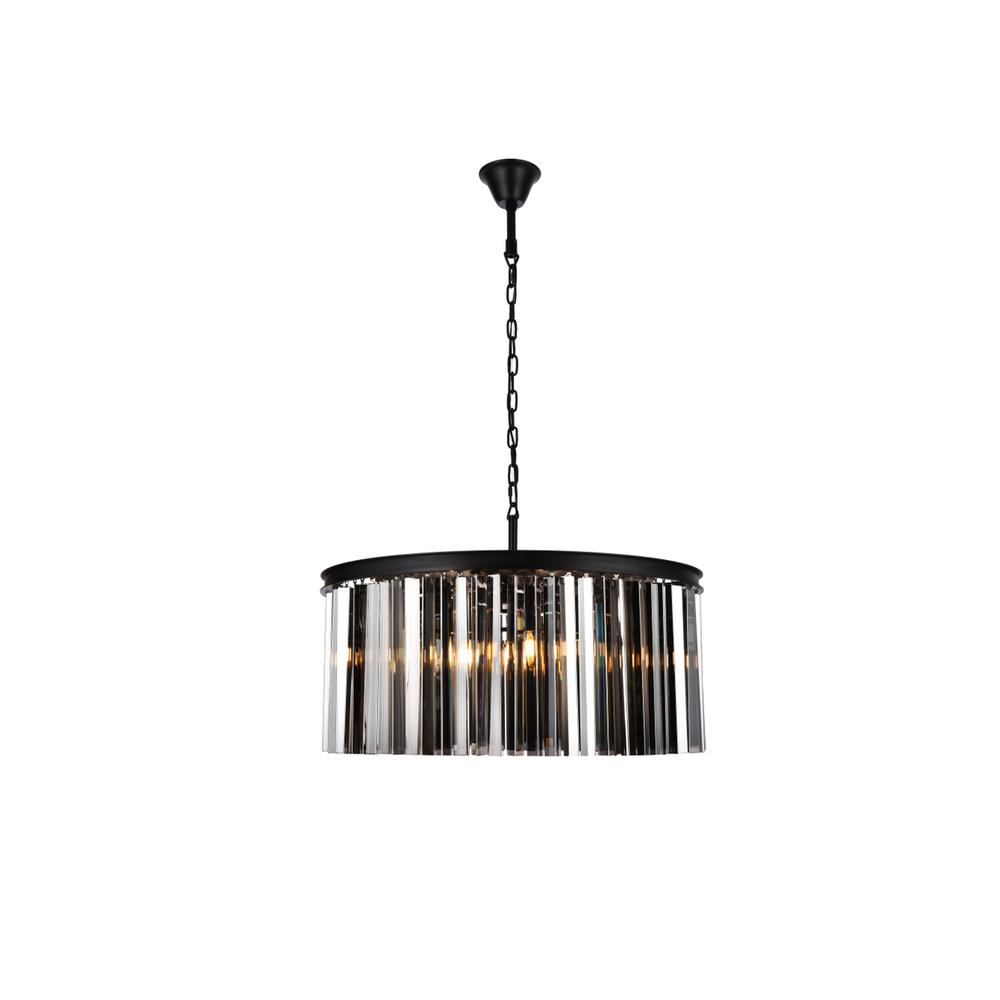 Sydney 8 light Matte Black Chandelier Silver Shade (Grey) Royal Cut Crystal