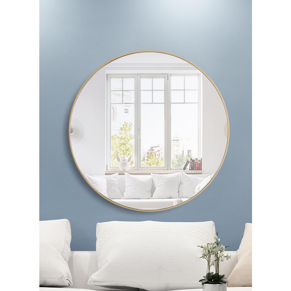 Metal frame Round Mirror 42 inch Brass finish