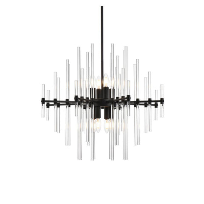 Sienna 27 inch crystal rod pendant in black