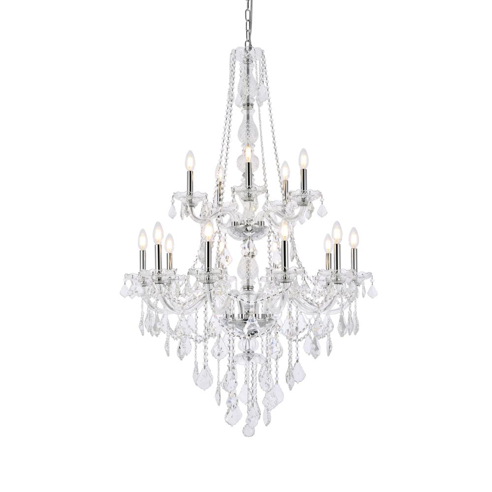 Verona 15 light Chrome Chandelier Golden Teak (Smoky) Royal Cut Crystal
