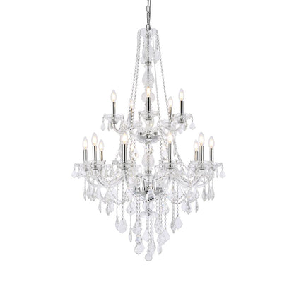Verona 15 light Chrome Chandelier Golden Teak (Smoky) Royal Cut Crystal