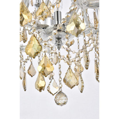Maria Theresa 13 light Chrome Chandelier Golden Teak (Smoky) Royal Cut Crystal