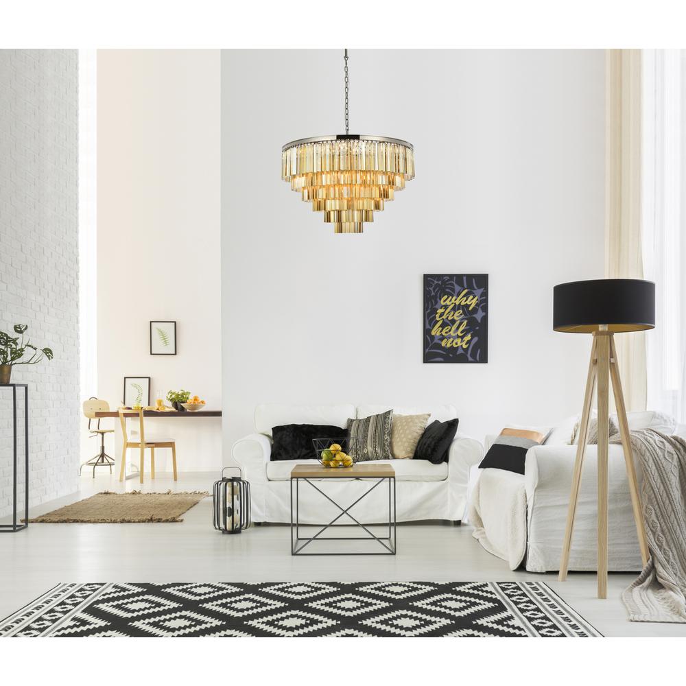 Sydney 33 light polished nickel Chandelier Golden Teak (Smoky) Royal Cut Crystal