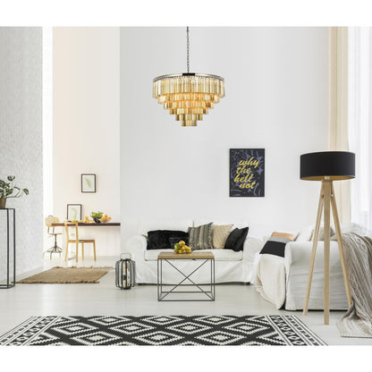 Sydney 33 light polished nickel Chandelier Golden Teak (Smoky) Royal Cut Crystal