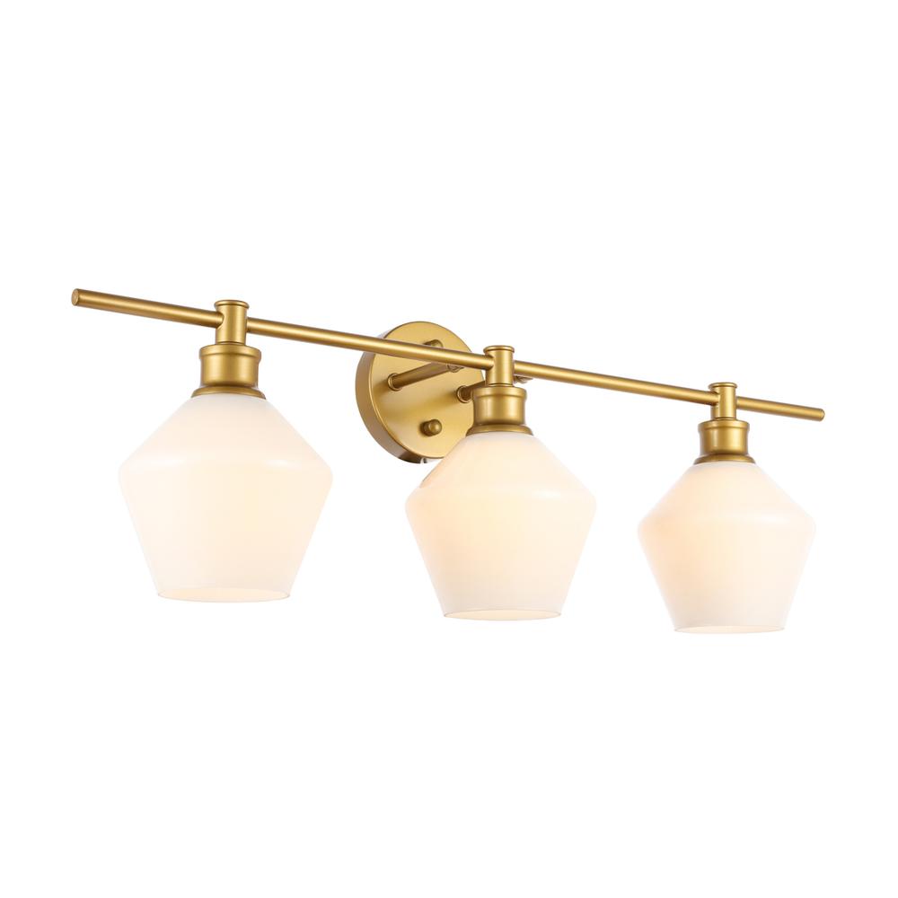 Gene 3 light Brass and Frosted white glass Wall sconce